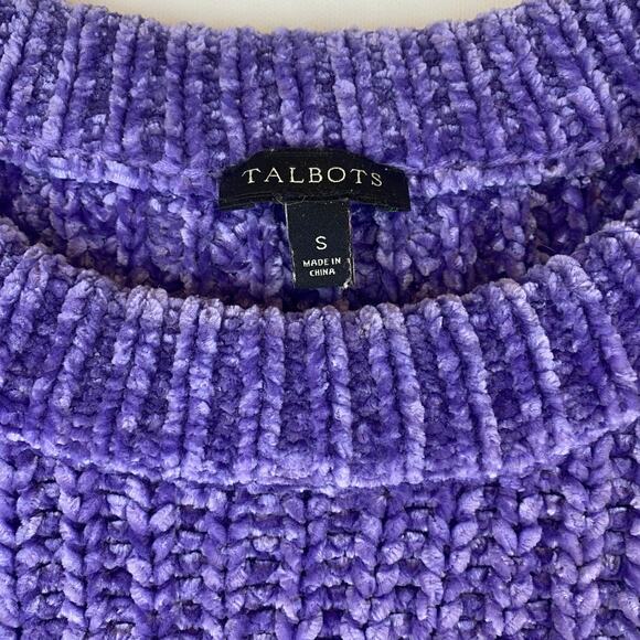 Talbots purple chenille knit crewneck sweater Cozy Winter Sz Small - Picture 4 of 9